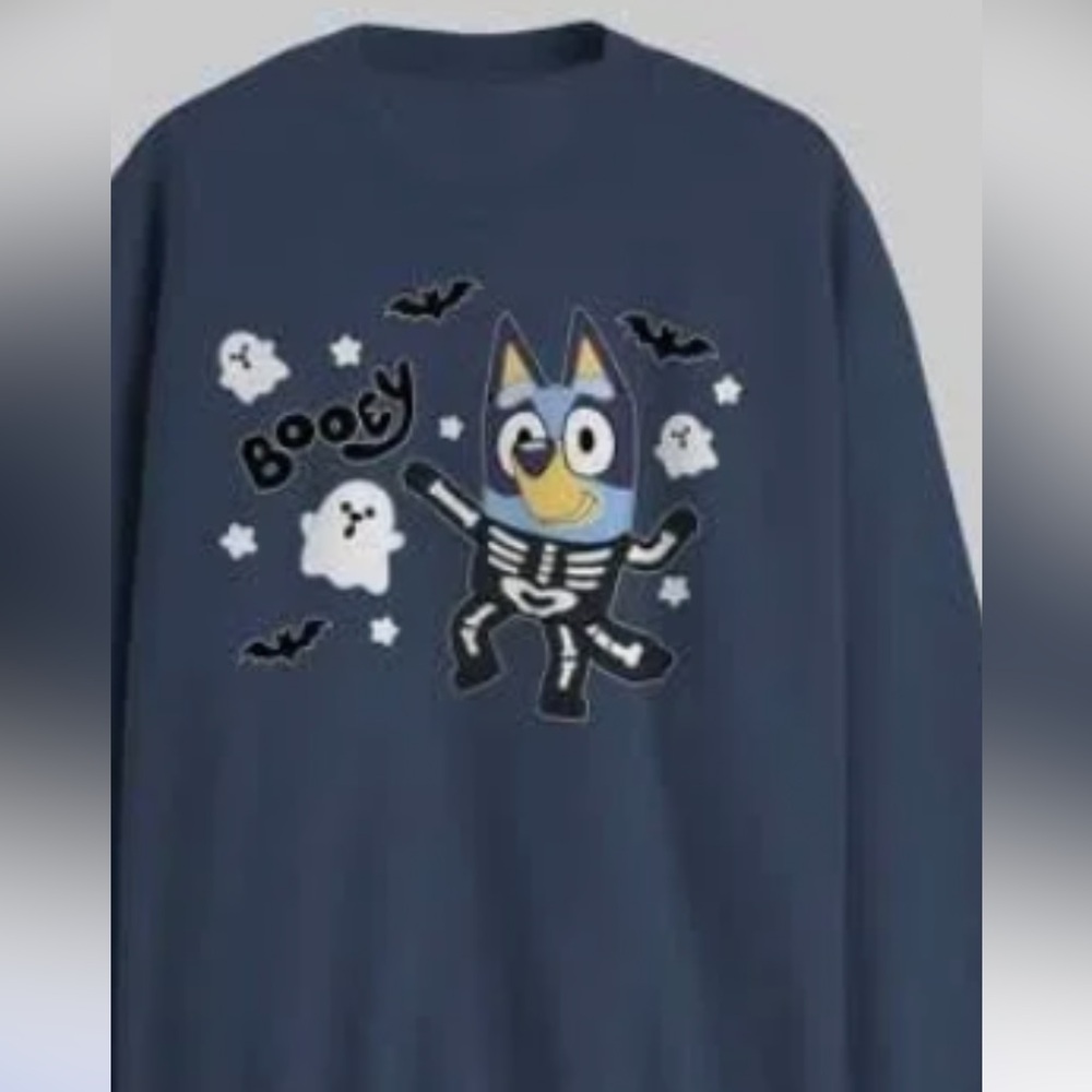 Ladies, Bluey sweatshirt Halloween size xl blue color, 26 pit